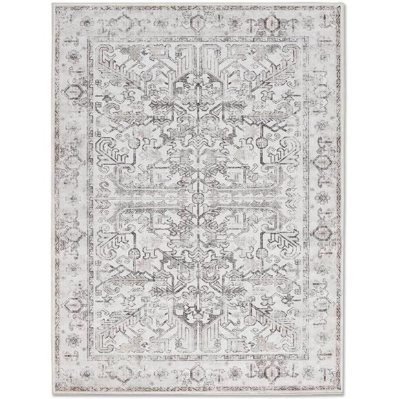 Washable Area Rug Low Pile Bedroom Rug Stain Resistant Vintage Rug Boho Area Rug - Picture 2 of 7